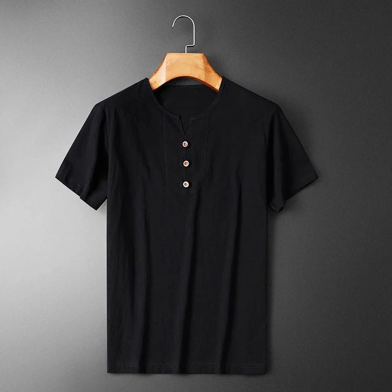 T-shirt d'été élégant en coton léger et lin pour hommes - Gio