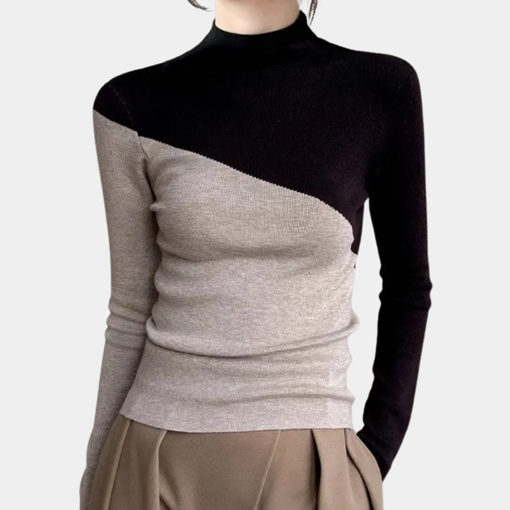 SENIA - Pull élégant en tricot à col montant pour femmes