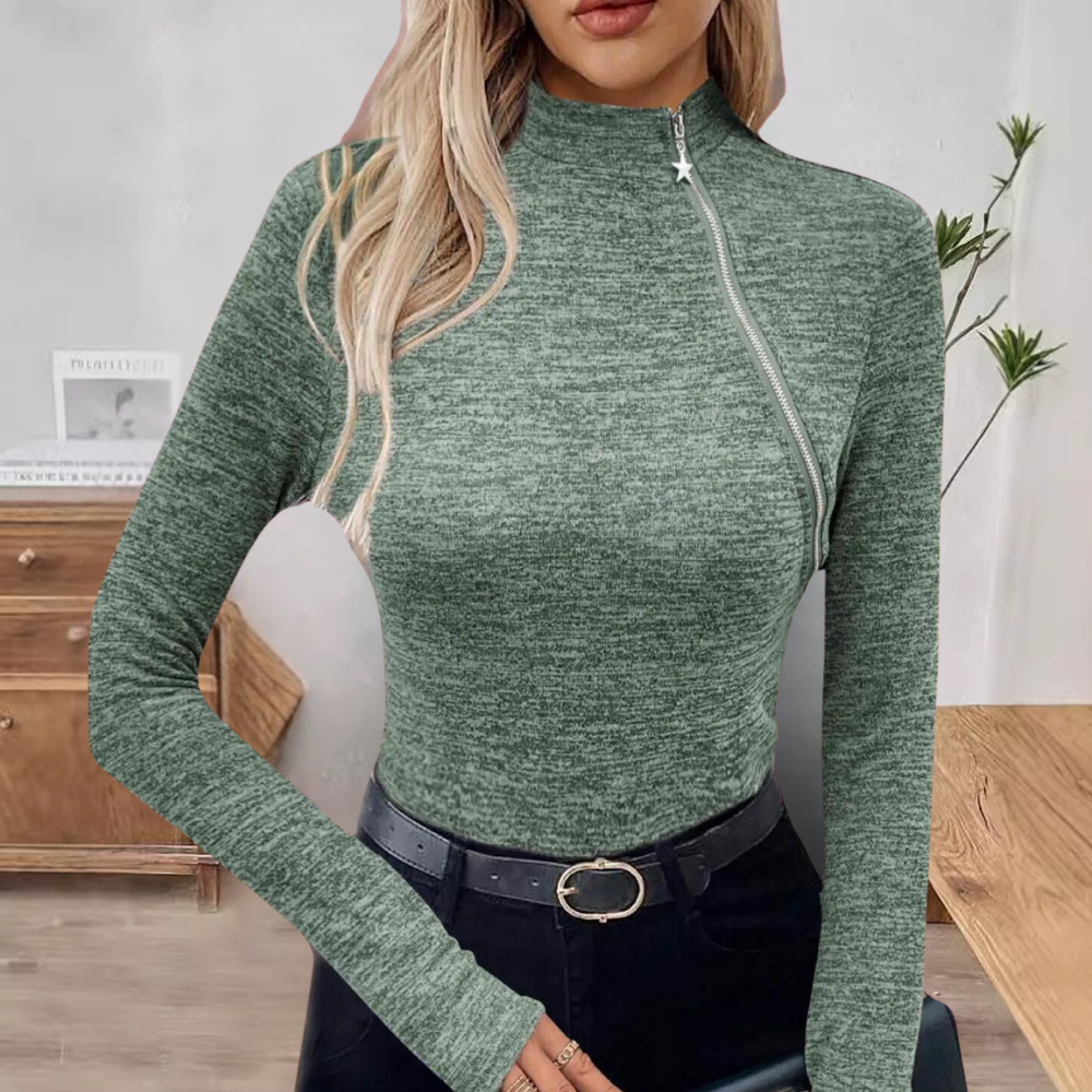 MICAELA - Pull-over à Zip Oblique Moderne pour Femmes