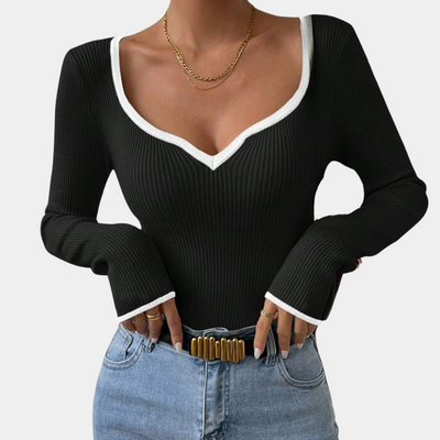 DENISE - Pull à Col en V Décontracté pour Femmes