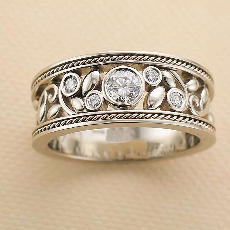 Bague vintage en argent et zircon