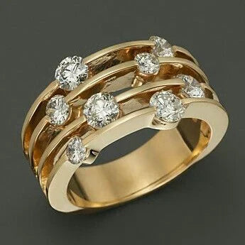 Bague en or stratifié avec zirconias