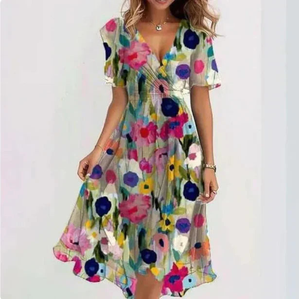 Inès - Robe D'Été Élégante Avec Décolleté En V Et Manches Papillon