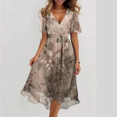 Inès - Robe D'Été Élégante Avec Décolleté En V Et Manches Papillon