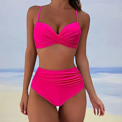 Bas de bikini femme – Taille haute – Côtés froncés – Coupe stretch confortable