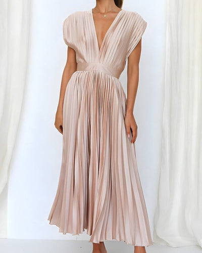 ELENA - ROBE MIDI PLISSÉE SANS MANCHE