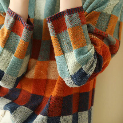 Adalynn™ - Pull à col roulé multicolore avec motif en patchwork