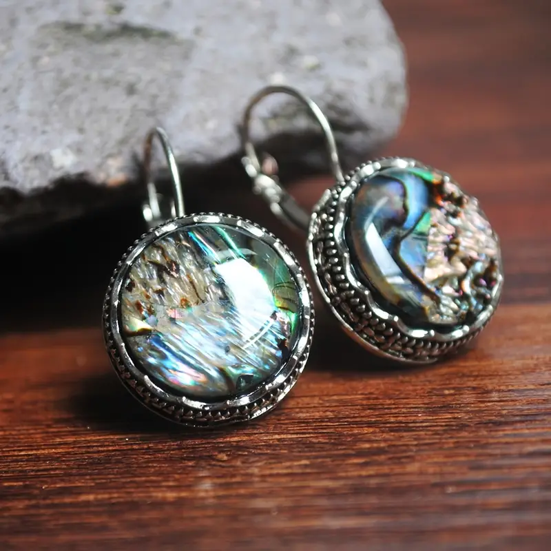 Boucles d'oreilles rondes chromatiques bleues