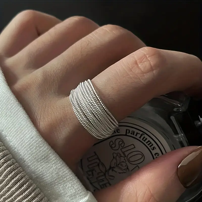 Bague en argent argenté à couches