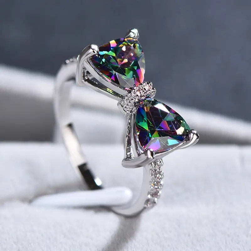 Bague en argent zirconia colorée