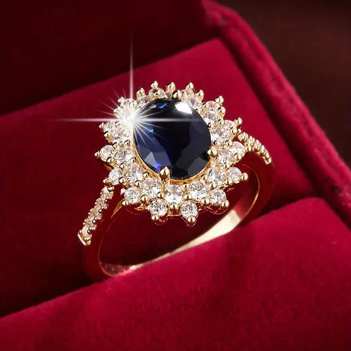 Bague en zircon bleu foncé