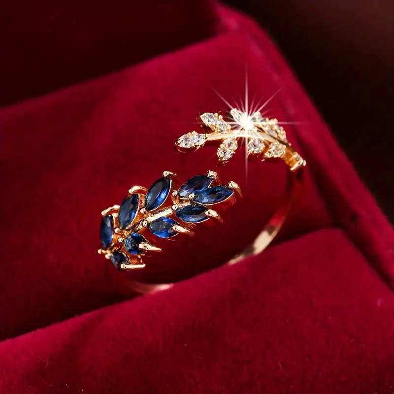Bague en or avec zircon cubique bleu ouvert