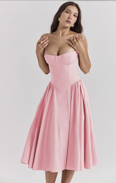 Éléanor - Robe D'Été Midi Chic Corsaire Pour Les Occasions Spéciales