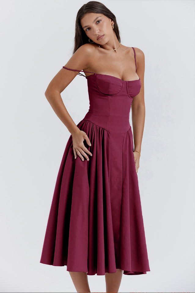 Éléanor - Robe D'Été Midi Chic Corsaire Pour Les Occasions Spéciales