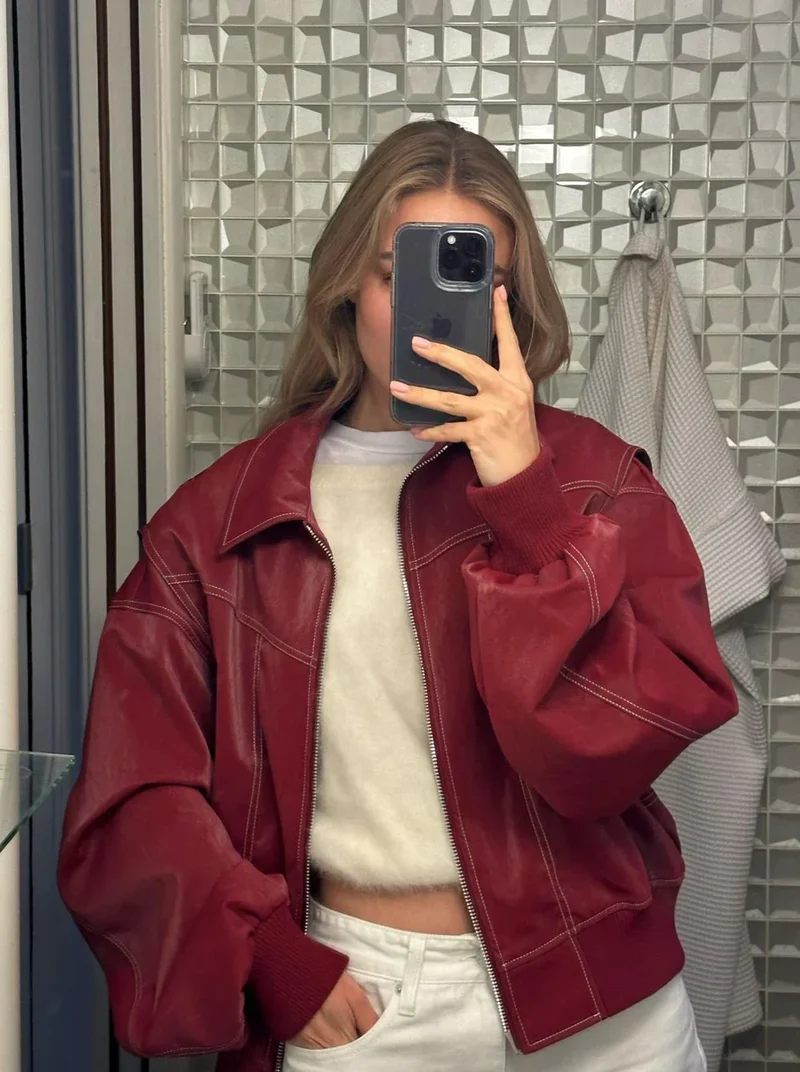 Cerise | Veste contrastée surdimensionnée