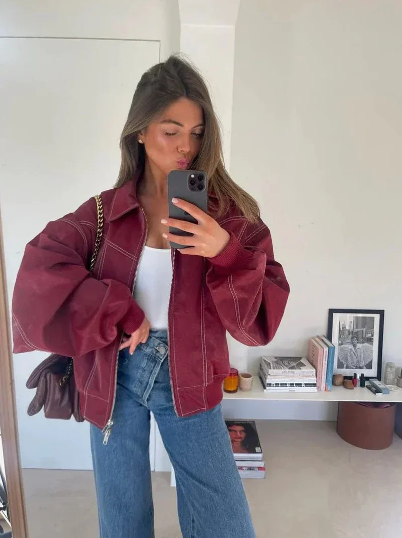 Cerise | Veste contrastée surdimensionnée