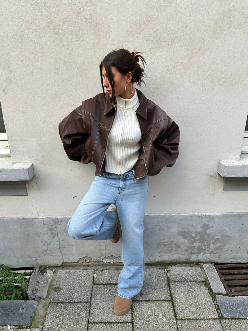 Cerise | Veste contrastée surdimensionnée