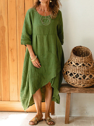 Robe Asymétrique | Lin Naturel | Élégance Décontractée
