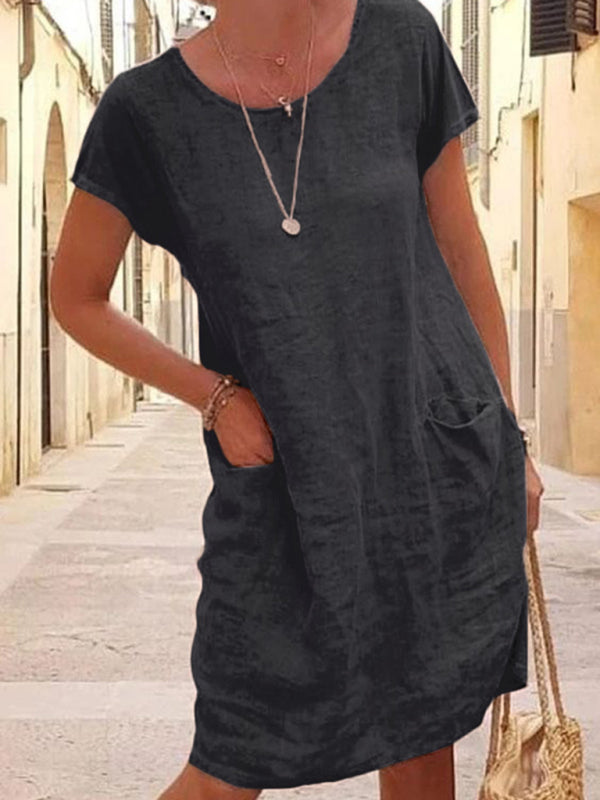 Robe Droite | Lin Naturel | Élégance Estivale