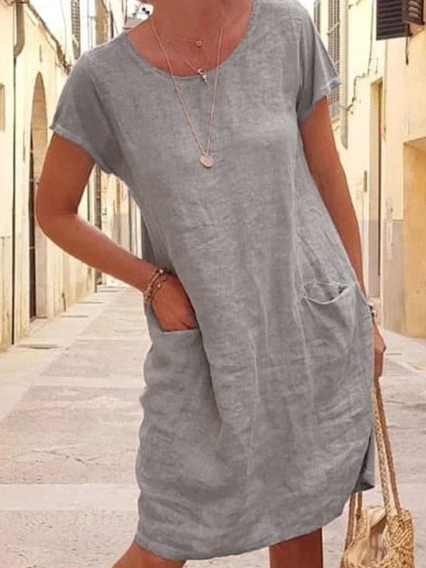 Robe Droite | Lin Naturel | Élégance Estivale