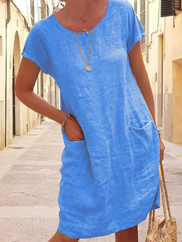 Robe Droite | Lin Naturel | Élégance Estivale
