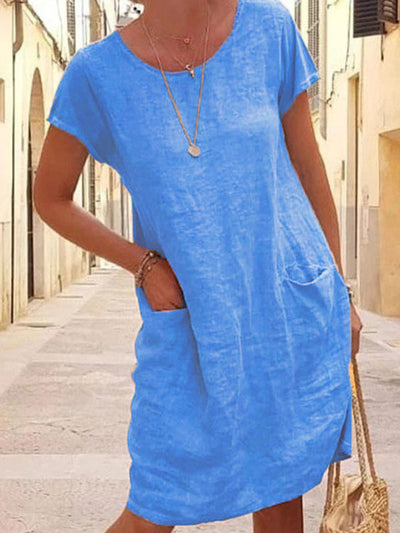 Robe Droite | Lin Naturel | Élégance Estivale