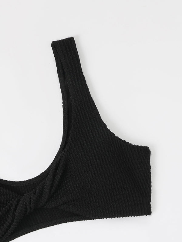Maillot de bain torsadé pour femme avec tissu ondulé à volants