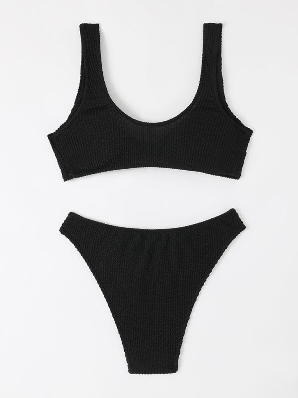 Maillot de bain torsadé pour femme avec tissu ondulé à volants