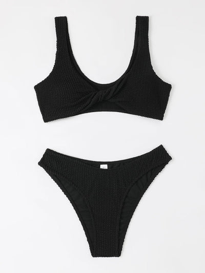 Maillot de bain torsadé pour femme avec tissu ondulé à volants