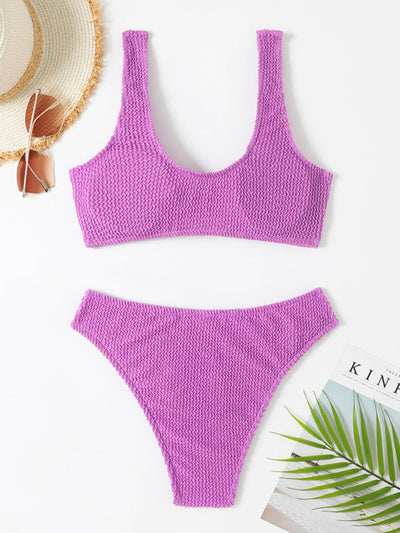 Maillot de bain torsadé pour femme avec tissu ondulé à volants