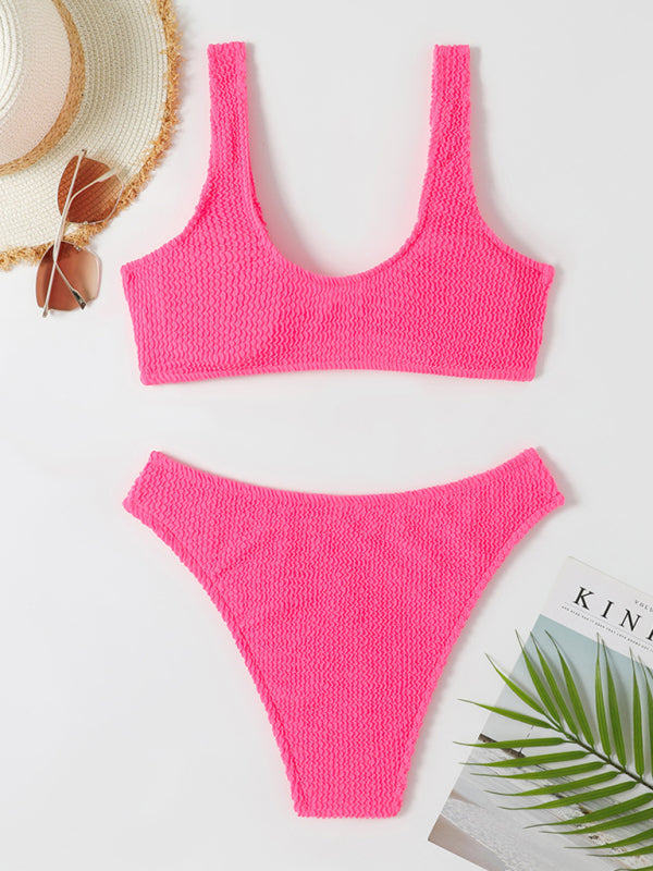 Maillot de bain torsadé pour femme avec tissu ondulé à volants