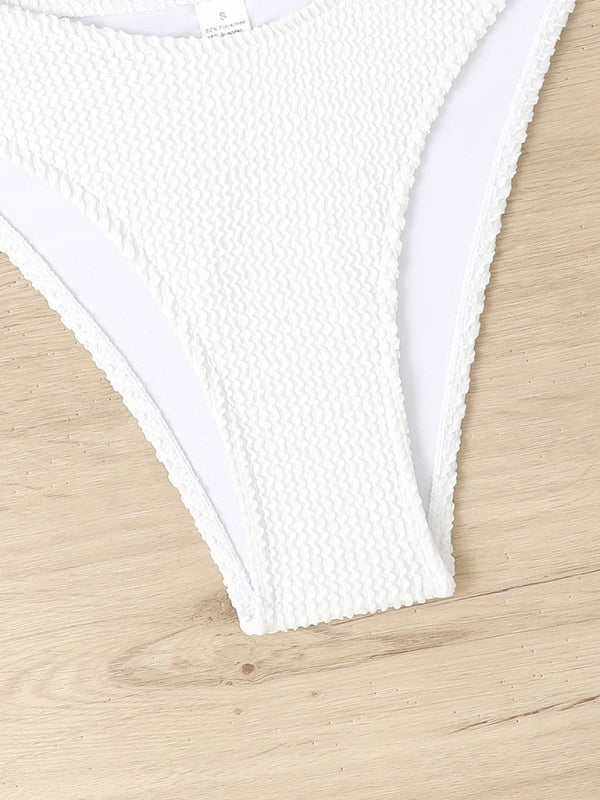 Maillot de bain torsadé pour femme avec tissu ondulé à volants
