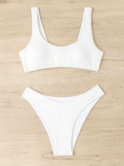 Maillot de bain torsadé pour femme avec tissu ondulé à volants