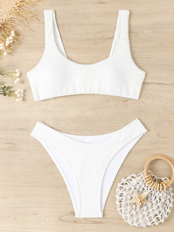 Maillot de bain torsadé pour femme avec tissu ondulé à volants