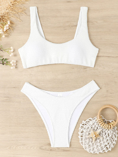 Maillot de bain torsadé pour femme avec tissu ondulé à volants