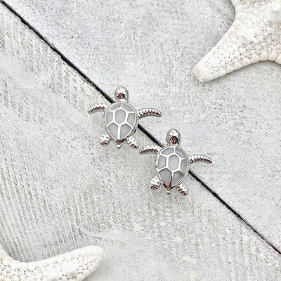 Boucles d'oreilles en opale et argent avec tortue de mer