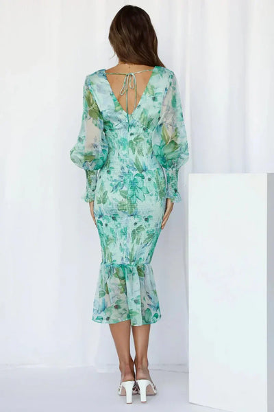 Amara™ | Robe Midi Romantique à Fleurs et Manches Légères