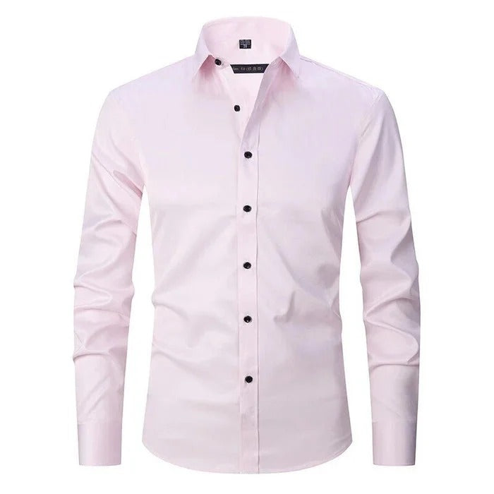 Polo homme – Coupe slim – Tissu respirant infroissable – Manches longues formel