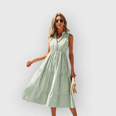 LUNA™ | Robe midi rayée