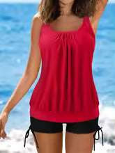 Maillot de bain femme 2 pièces – Tankini ample – Short couvrant ajustable – Tissu respirant