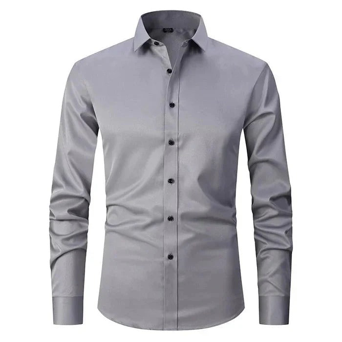 Polo homme – Coupe slim – Tissu respirant infroissable – Manches longues formel