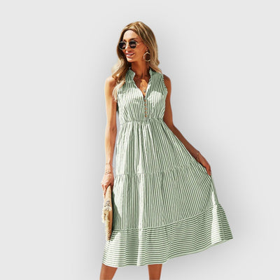 LUNA™ | Robe midi rayée