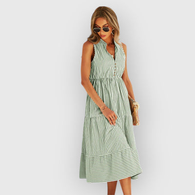 LUNA™ | Robe midi rayée