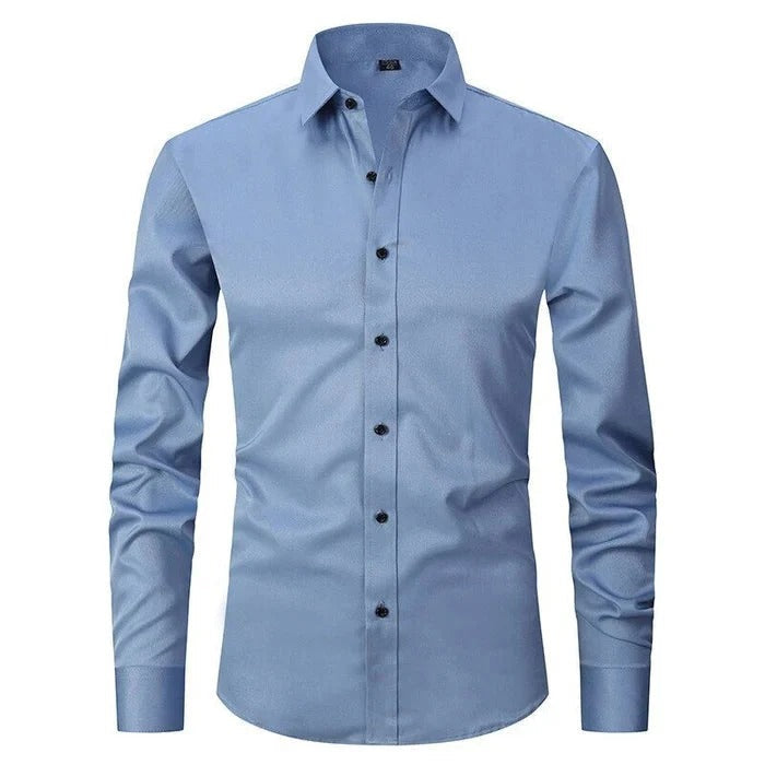 Polo homme – Coupe slim – Tissu respirant infroissable – Manches longues formel