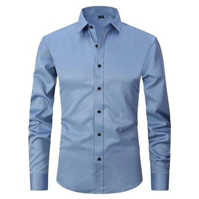 Polo homme – Coupe slim – Tissu respirant infroissable – Manches longues formel