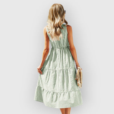 LUNA™ | Robe midi rayée