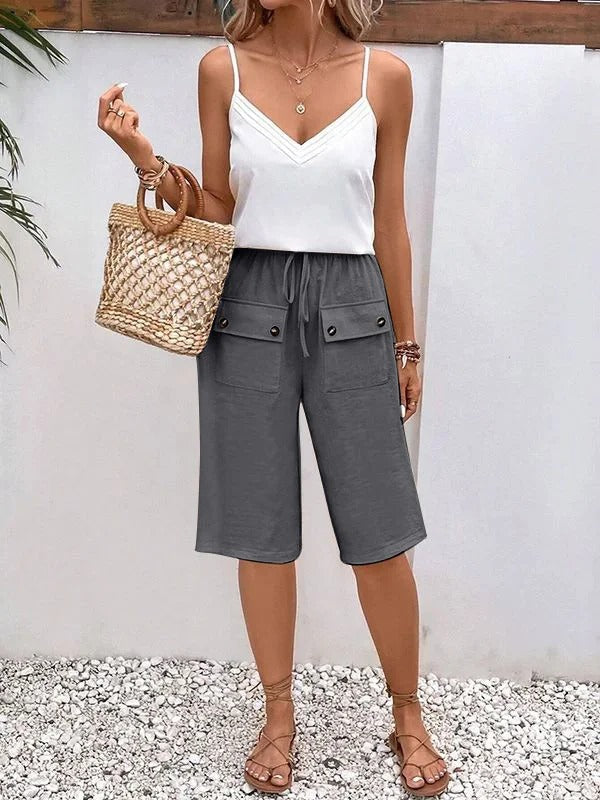 Pantalon Femme – Coupe Ample – Longueur Genou – Taille Cordon – Tissu Respirant