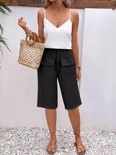 Pantalon Femme – Coupe Ample – Longueur Genou – Taille Cordon – Tissu Respirant