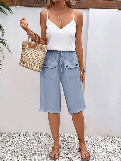 Pantalon Femme – Coupe Ample – Longueur Genou – Taille Cordon – Tissu Respirant