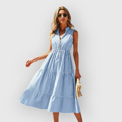 LUNA™ | Robe midi rayée